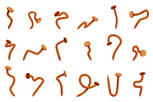 Rusty nails. Curved nail, old style, an Illustration by Valerie Bodnar
