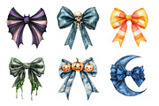 Watercolor Halloween Bow Ribbon PNG, an Illustration by SinaCreation (Thumbnail 5 of 7)