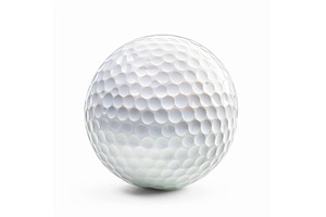 Classic white golf ball resting on, a Sports & Recreation Photo by Ylivdesign