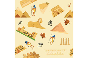 Egypt pattern. seamless background, an Illustration by Onyx