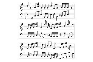 Music Note Set And Sheet Pattern