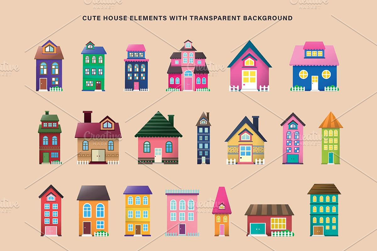 Colorful Houses Inforgraphic Set, a Presentation Template by TotallypicRF (Photo 2 of 2)