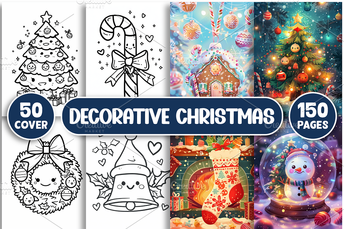 Cute Decorative Christmas Coloring, a Seasonal Illustration by Design Station (Photo 1 of 3)