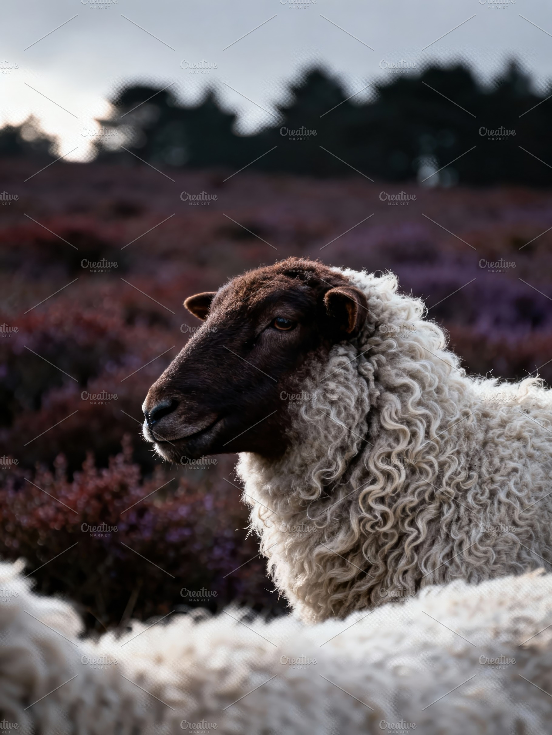 Tranquil Sheep Portrait in Field, an Animal Photo by Virgo Studio