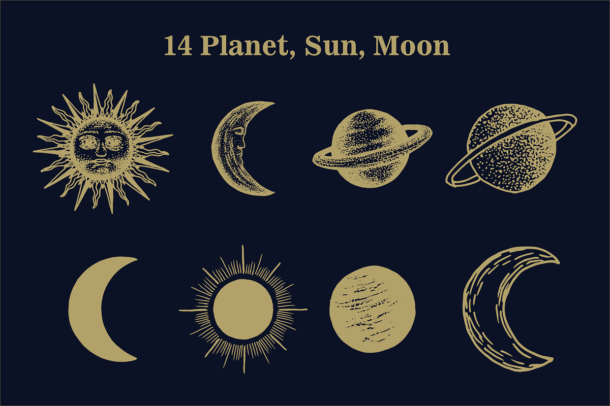 Hand drawn Space - Star Moon Sun, an Illustration by Artolabs (Photo 4 of 14)