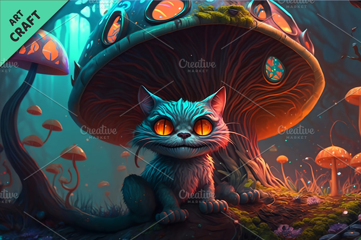 Psychedelic cat. Art., an Animal Illustration by KENO Mascots (Photo 6 of 6)