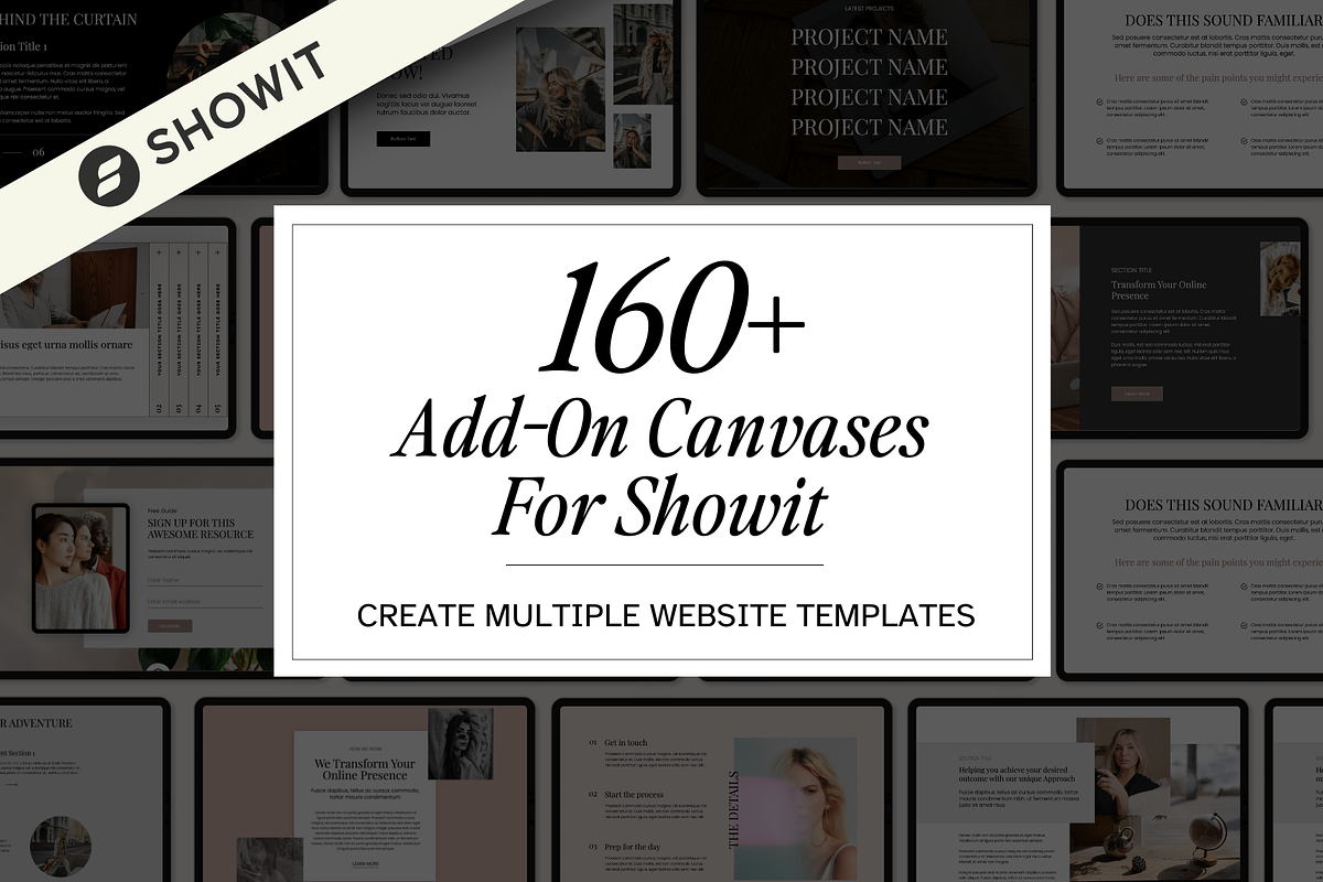 160+ Showit Add-On Canvas Templates, a Websites & App Template by Amanda Pena Design (Photo 1 of 11)