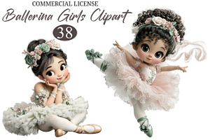 Whimsical Ballerina Girls Clipart, an Illustration by designcity5
