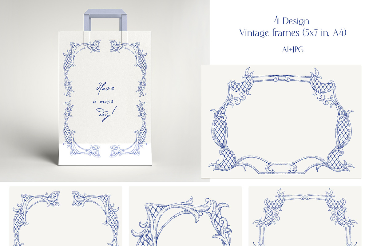 Vintage baroque frames Toile Vector, a Decorative Illustration by ON_lineart_store (Photo 8 of 10)