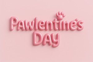 Pawlentines Day text in playful pink, an Illustration by Dvoevnore photos