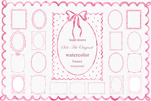 Watercolor Hand-Drawn Pink Frames
