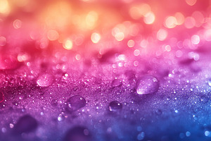 Colorful water droplets on a smooth surface with a vibrant gradient, a Background Photo by AlyaAnd