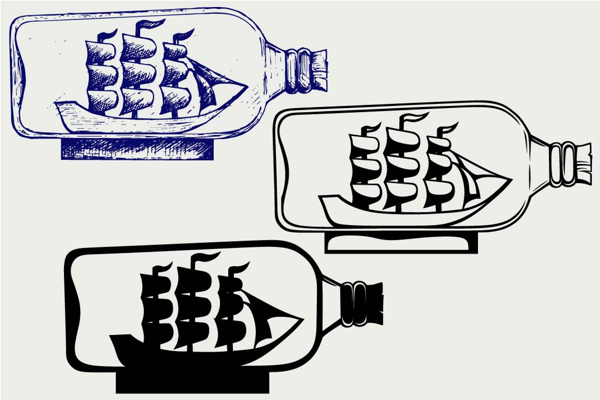 Sailboat in glass bottle SVG, an Outline Icon by LineworkStock