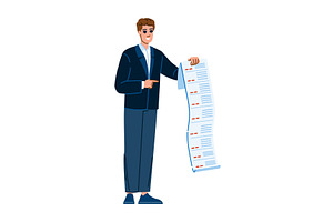 Businessman pointing at long paper, a Finance Illustration by pikepicture