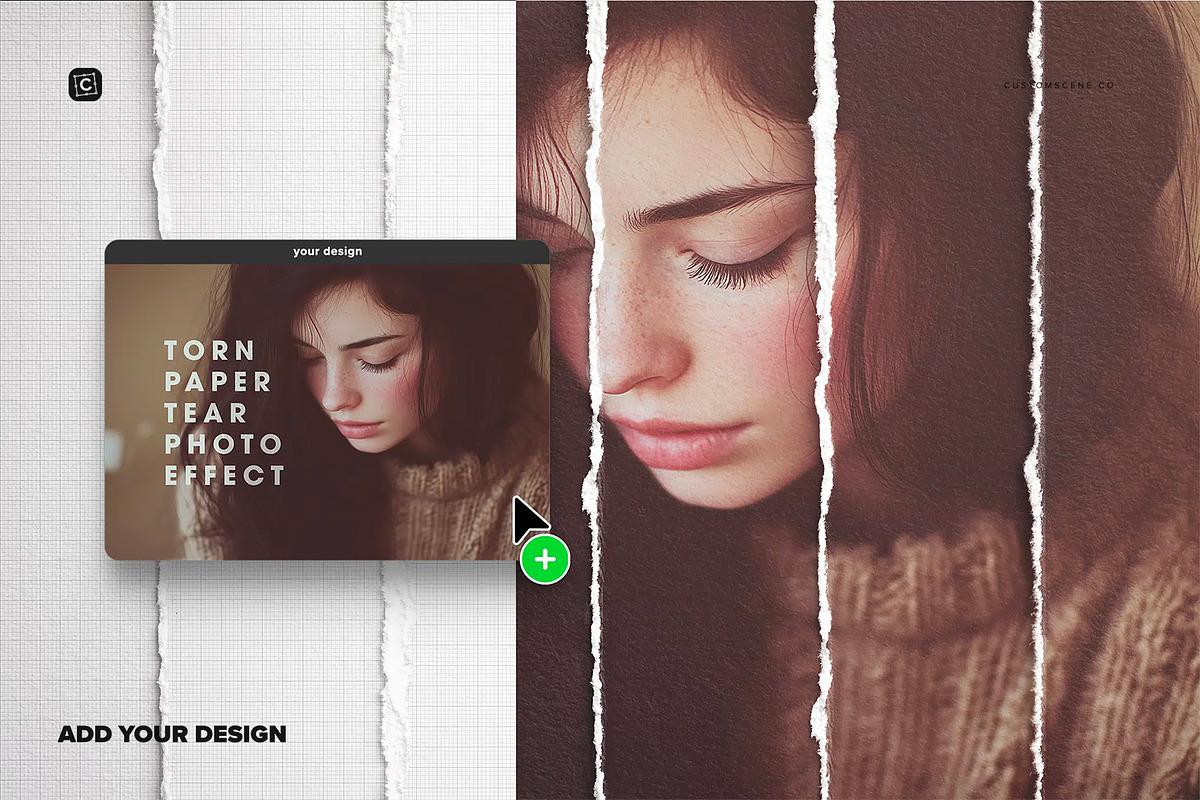 Torn Paper Tear Photo Effect Layout, a Product Mockup by Custom Scene (Photo 5 of 10)