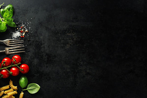 Italian food background with ingredi featuring gastronomy, dark background