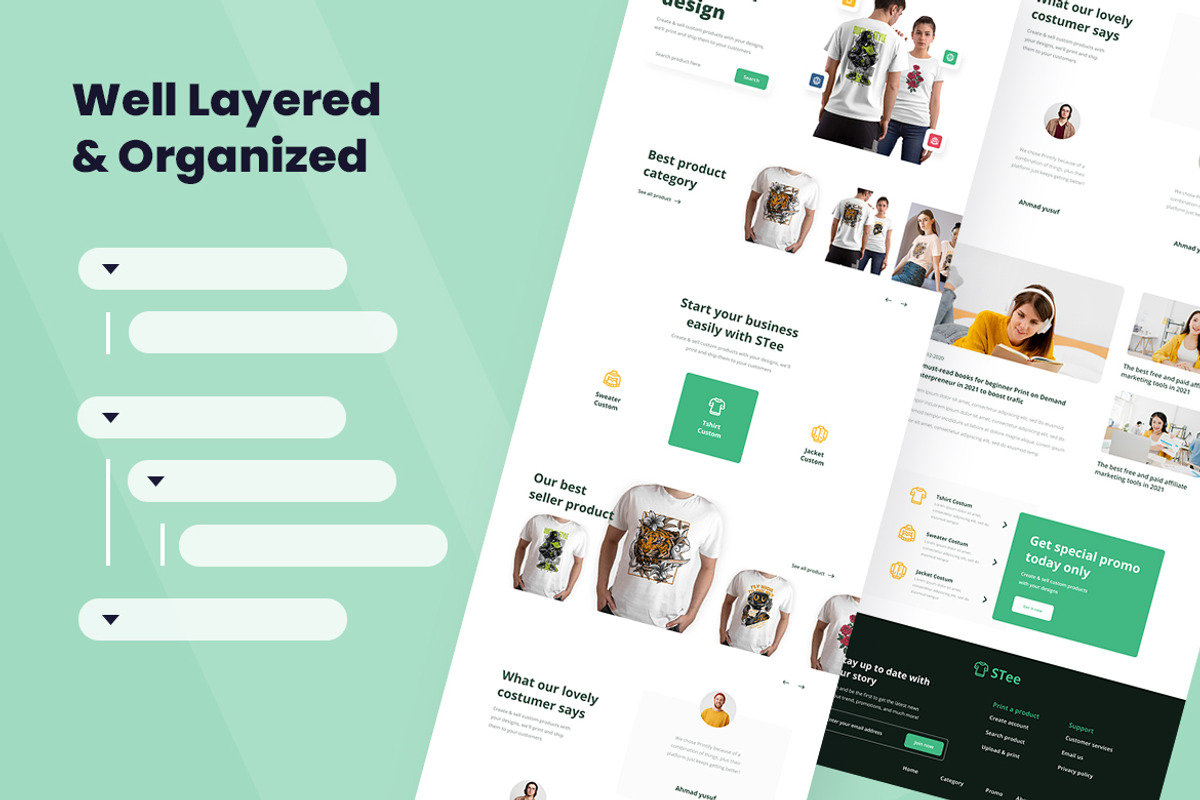Print on Demand Web Design, a Wireframe Template by INSPR STD (Photo 5 of 6)