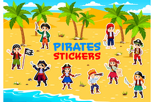 Cartoon kid pirate character sticker, a Person Illustration by Buch&Bee