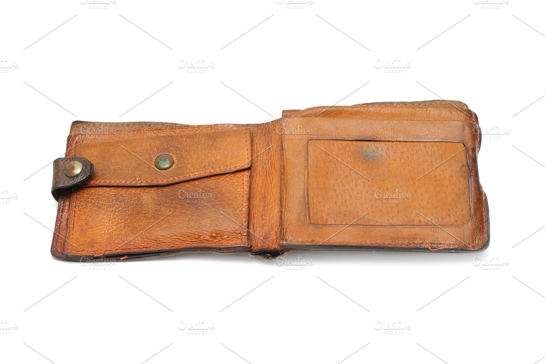 Grunge wallet isolated on white background, a Photo by saiko3p