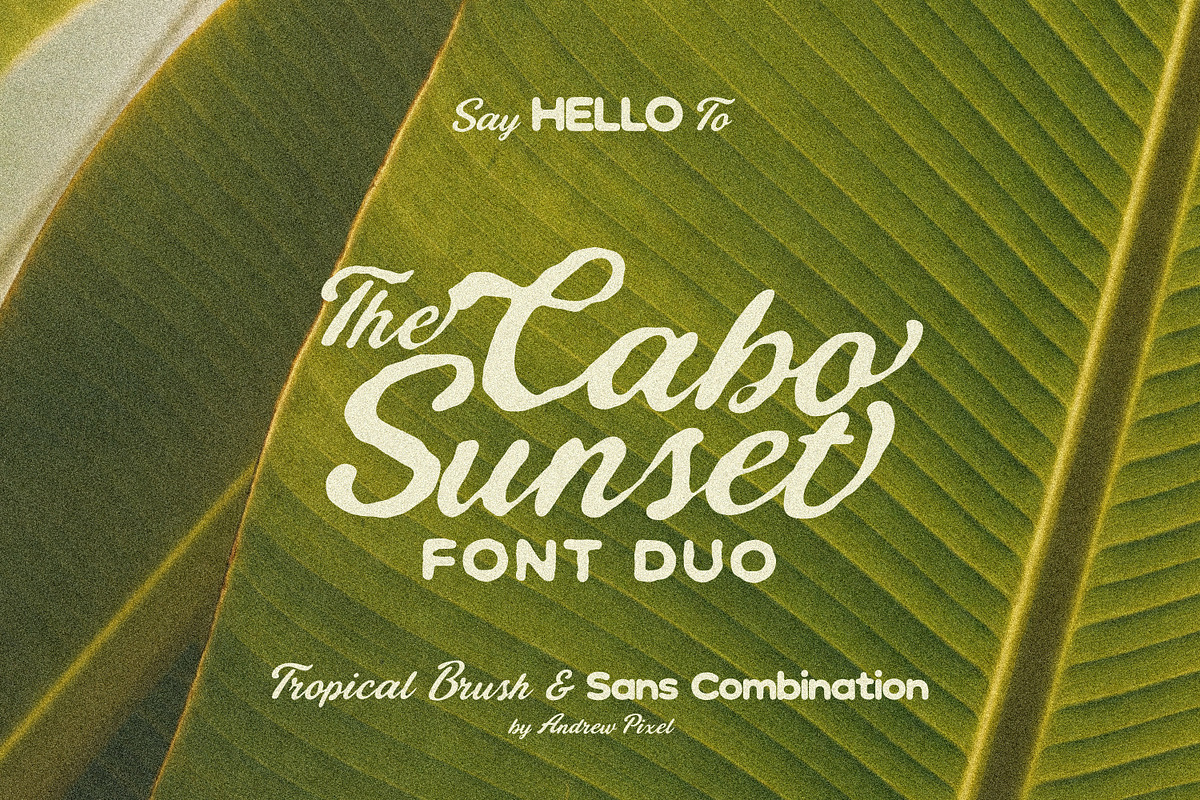 Cabo Sunset - Tropical Retro Font, a Handwritten Font by AndrewPixelType (Photo 1 of 16)