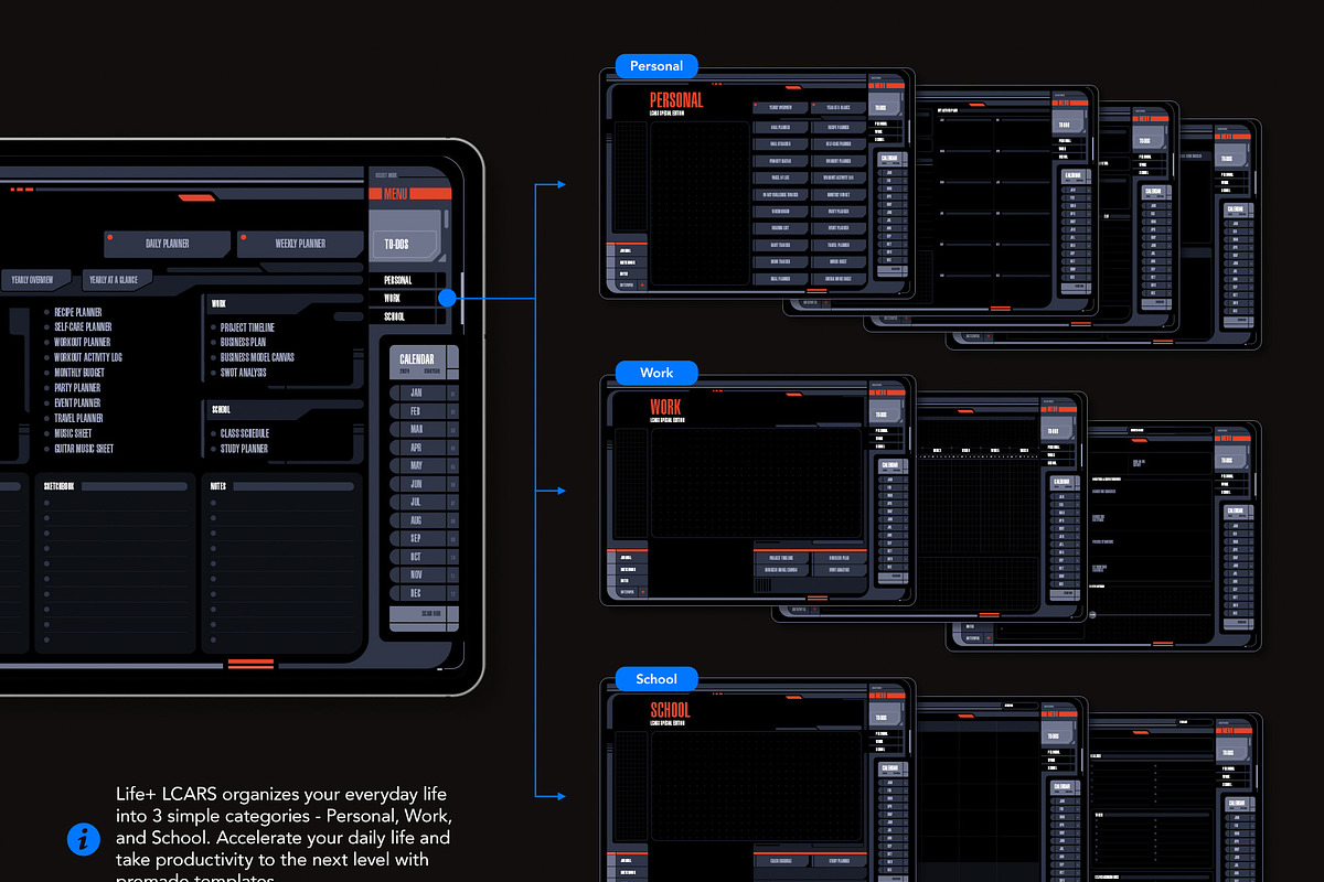 Life+ LCARS Undated Digital Planner, a Presentation Template by Bichin (Photo 4 of 9)