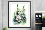 SALE! Watercolor Hollyhocks flowers, a Decorative Illustration by MaryAmi (Thumbnail 3 of 3)