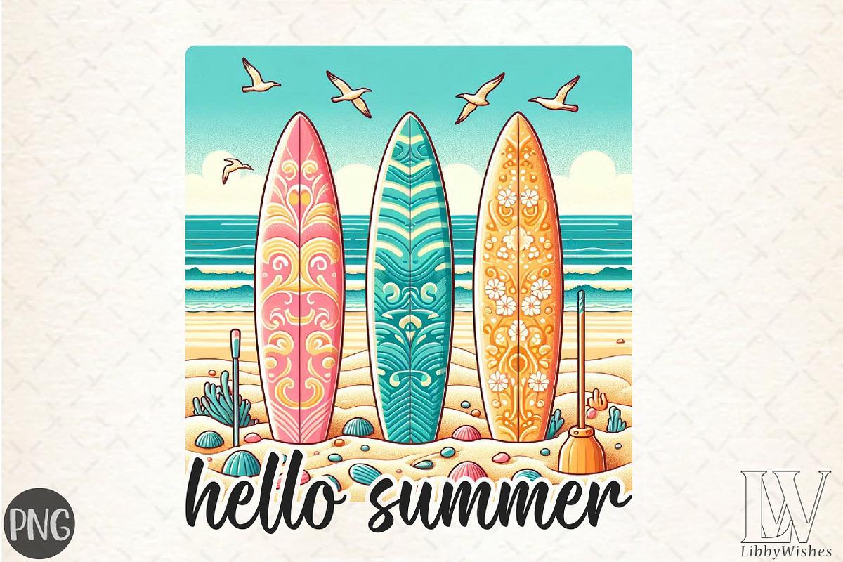Hello Summer Beach Time  PNG, an Illustration by Libby Wishes (Photo 1 of 4)