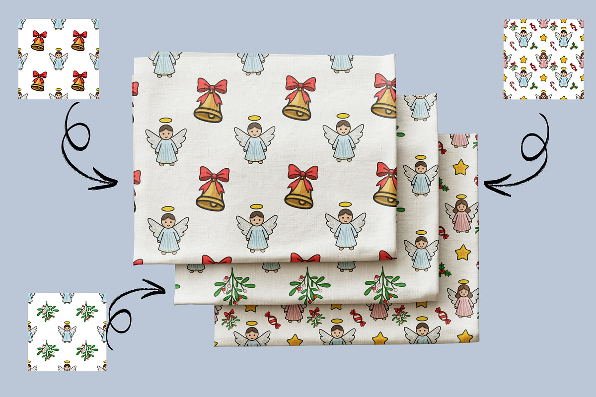 Christmas Angels: Patterns&Clipart, a Seasonal Illustration by Elatedowl (Photo 5 of 15)