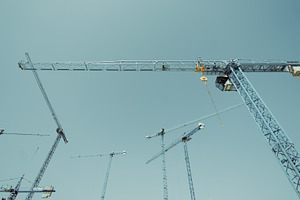 Tower Cranes From Below, an Industrial Photo by SkyNext