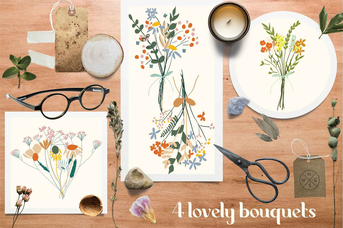 Vintage Botanicals & Wildflowers Set, an Illustration by Inez Jestine (Photo 5 of 9)
