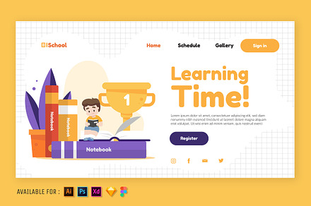 Learning Time - Web Illustration, a Landing Page Template by SlideFactory