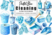 Watercolor Pastel Blue Cleaning, a Graphic by CitraGraphics (Thumbnail 1 of 4)