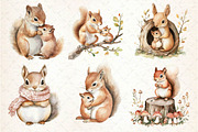 Watercolor Squirrel & Baby Clipart, an Illustration by Dream Creation (Thumbnail 3 of 5)
