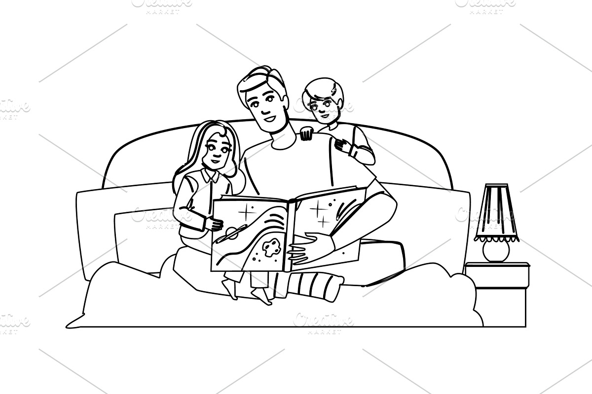 magic bedtime stories vector, a Person Illustration by pikepicture