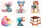 Summer Movie Night Clipart, an Illustration by OK Design (Thumbnail 3 of 5)