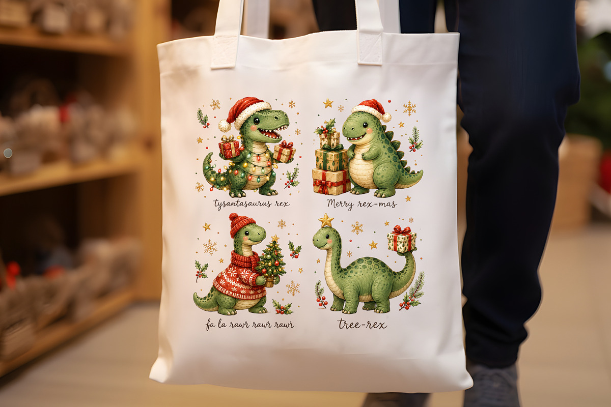 Dino Christmas PNG Sublimaton, a Seasonal Illustration by Sublimation Artist (Photo 8 of 9)
