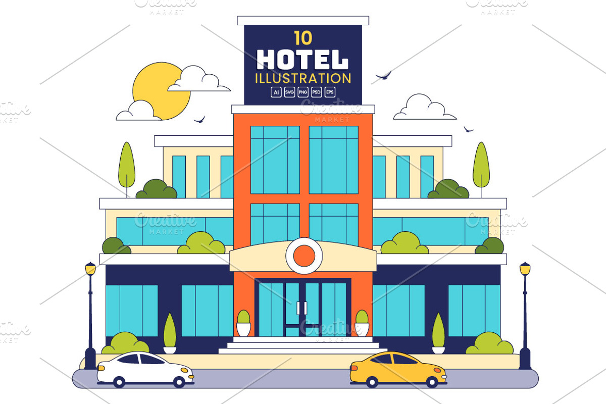 10 Modern City Hotel Building, an Object Illustration by denayunebgt (Photo 1 of 4)