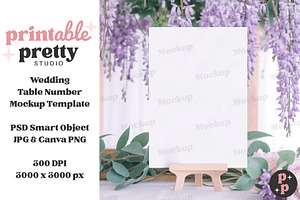 Wisteria Table Number Mockup PSD, a Product Mockup by Printable Pretty Studio