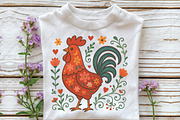 Floral Chicken Valentine PNG, an Illustration by CraftArtStudio (Thumbnail 3 of 4)