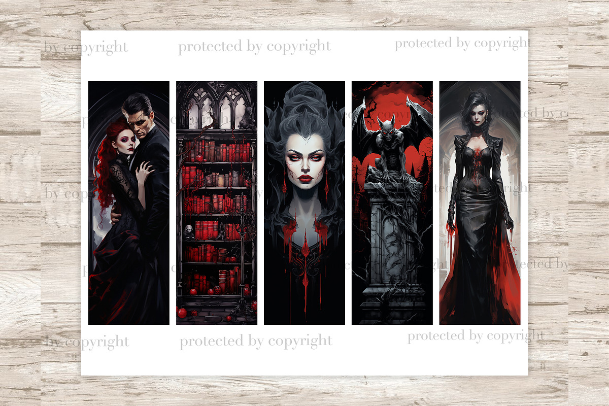 Vampire Bookmarks Printable, a Person Illustration by GlamArtZhanna (Photo 3 of 3)