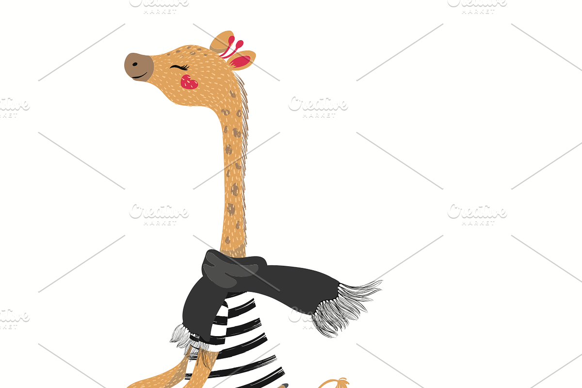 Cute giraffe print.Cartoon character, an Animal Illustration by StudioLondon (Photo 3 of 4)