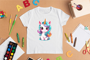 Cute Rainbow Unicorns 04. Sticker.