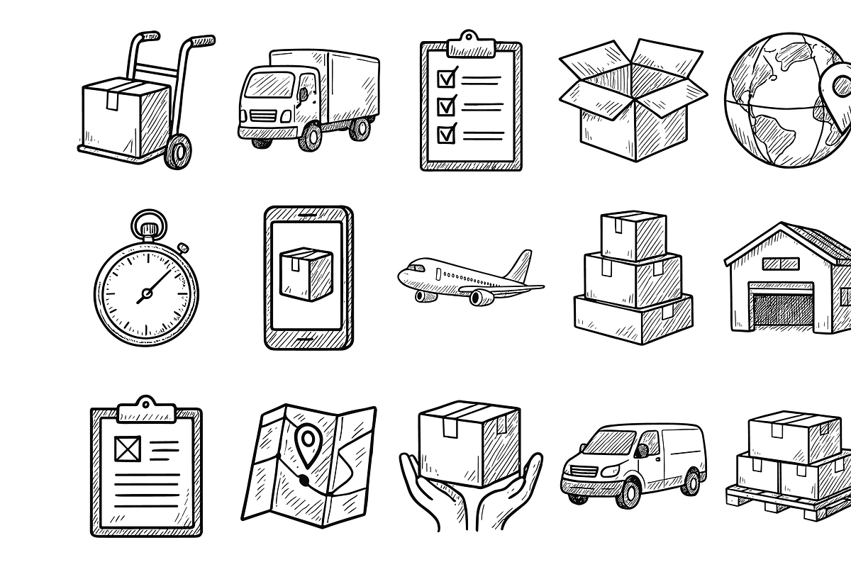 Delivery Logistics Icons, an Object Graphic by nikagraphic