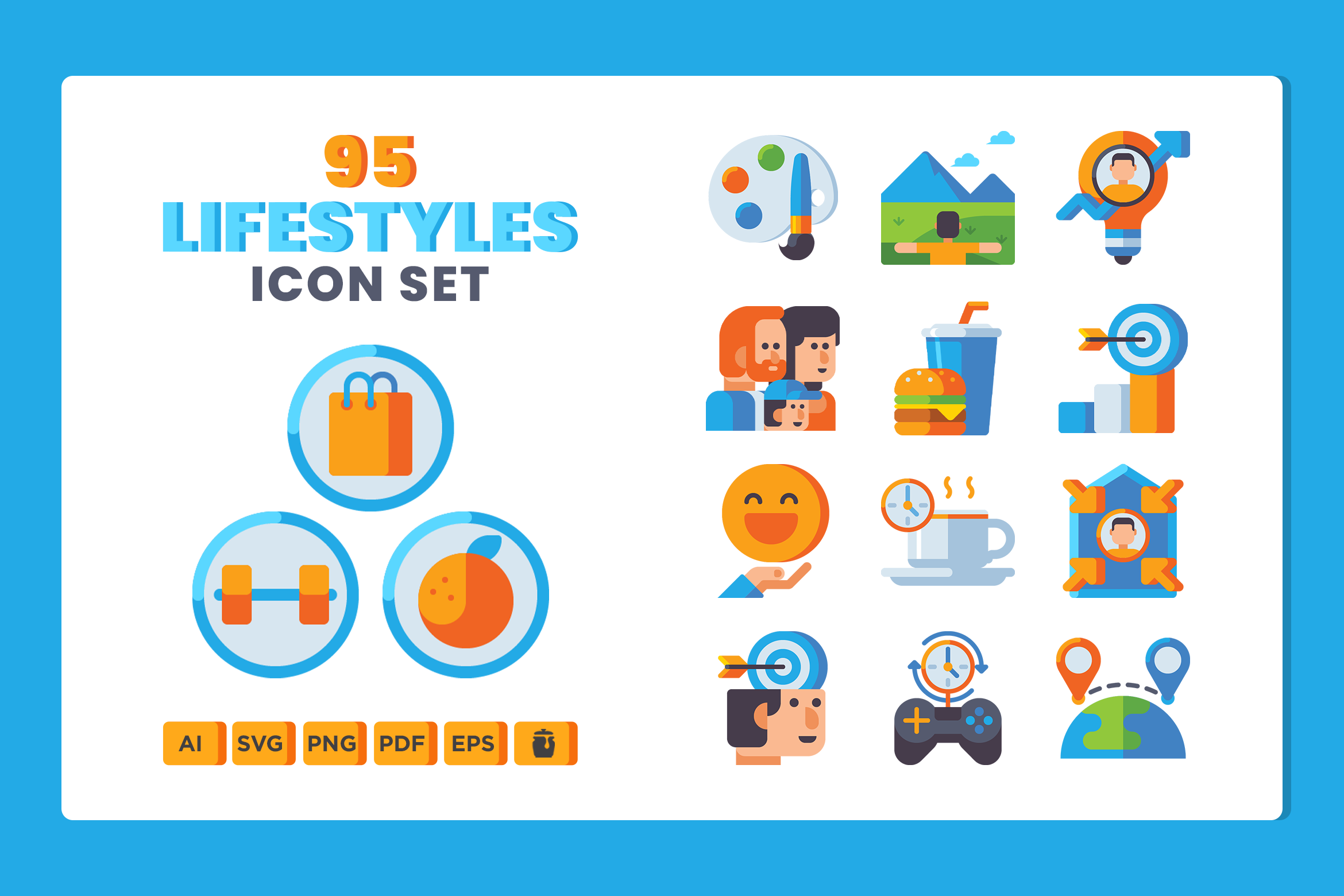 95 Way Of Life Icons  Astute by Flat Icons  Creative Market
