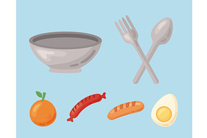 healthy food six icons, a Food Illustration by studiogstock