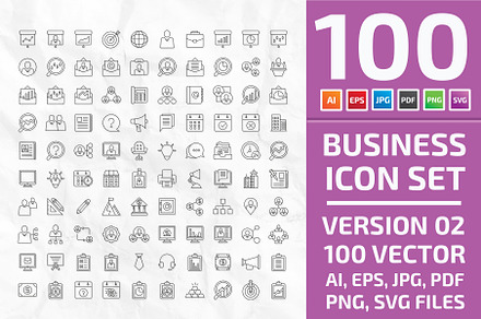 100 Strategy Icon Set 2 Line Style