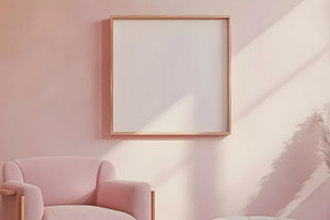 Minimalist Interior with Blank Canvas, Soft Pink Tones, and Natural Light, an Architecture Photo by Photostock