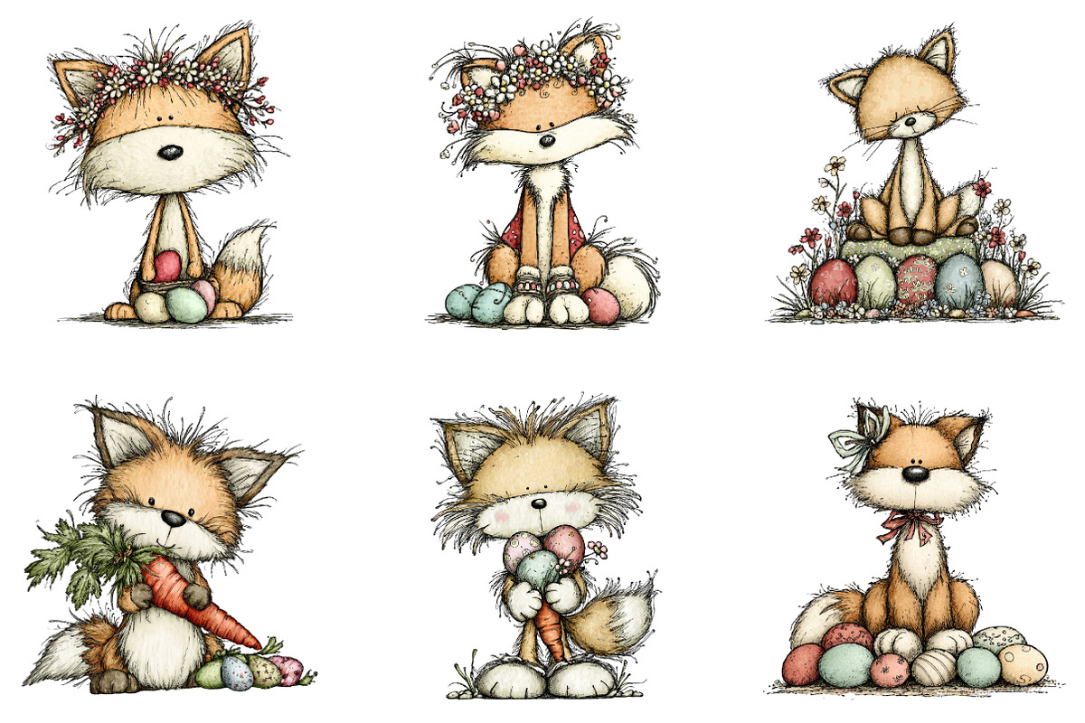 Whimsical Easter fox clipart, an Illustration by CreationArt (Photo 3 of 7)
