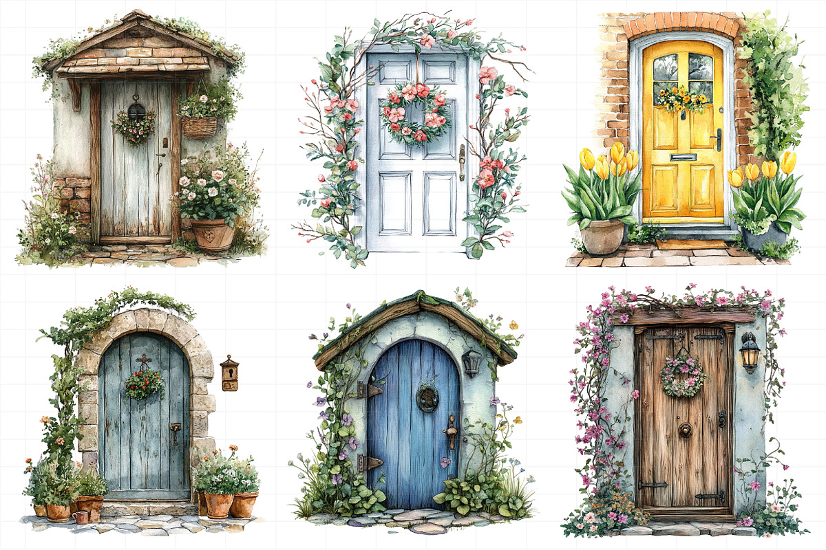 Watercolor Spring Door Clipart, an Illustration by Daily.Designs (Photo 5 of 7)