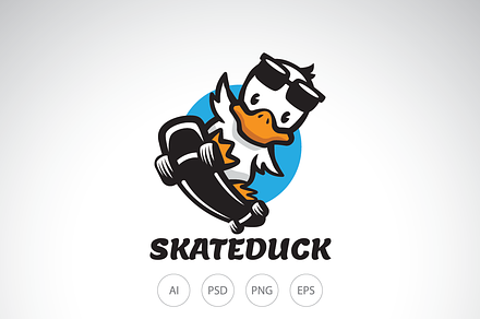 Skateboard Duck Logo Template